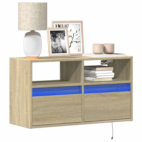 TV-Wandschrank mit LED Sonoma-Eiche 80 cm