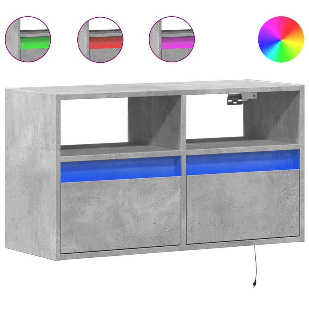 TV-Wandschrank mit LED Betongrau 80cm