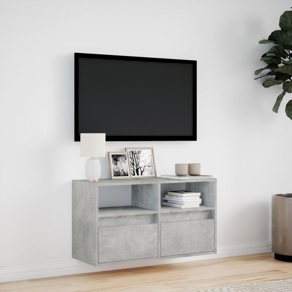 TV-Wandschrank mit LED Betongrau 80cm