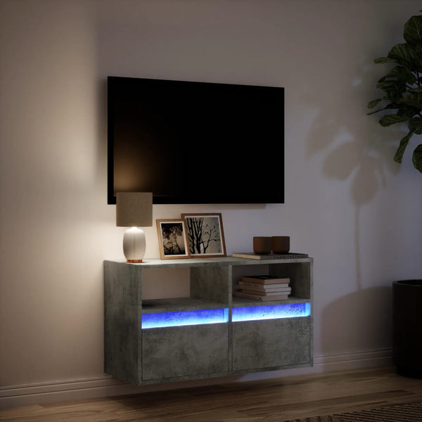TV-Wandschrank mit LED Betongrau 80cm
