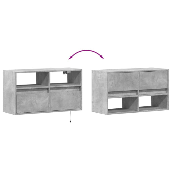 TV-Wandschrank mit LED Betongrau 80cm