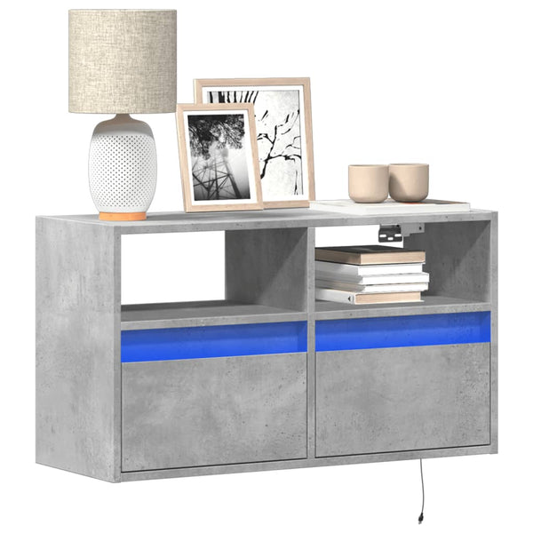 TV-Wandschrank mit LED Betongrau 80cm