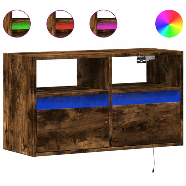 TV-Wandschrank Räuchereiche mit LED 80cm