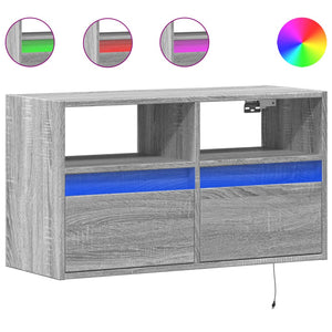 TV-Wandschrank mit LED Grau Sonoma 80 cm