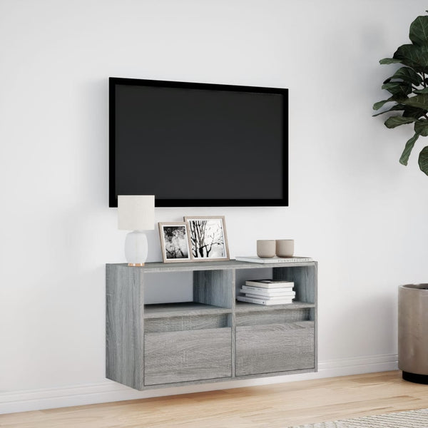 TV-Wandschrank mit LED Grau Sonoma 80 cm