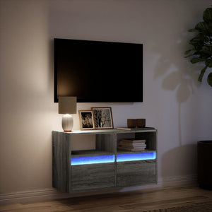 TV-Wandschrank mit LED Grau Sonoma 80 cm