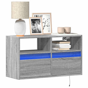TV-Wandschrank mit LED Grau Sonoma 80 cm