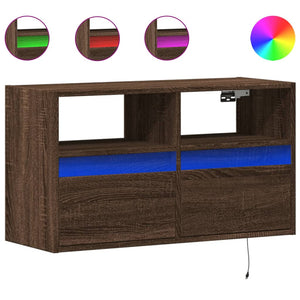 TV-Wandschrank mit LED Braun Eiche Optik 80cm
