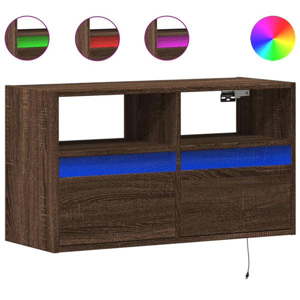 TV-Wandschrank mit LED Braun Eiche Optik 80cm