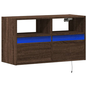 TV-Wandschrank mit LED Braun Eiche Optik 80cm