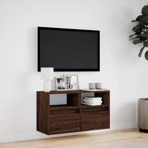 TV-Wandschrank mit LED Braun Eiche Optik 80cm
