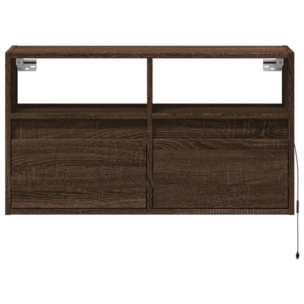 TV-Wandschrank mit LED Braun Eiche Optik 80cm