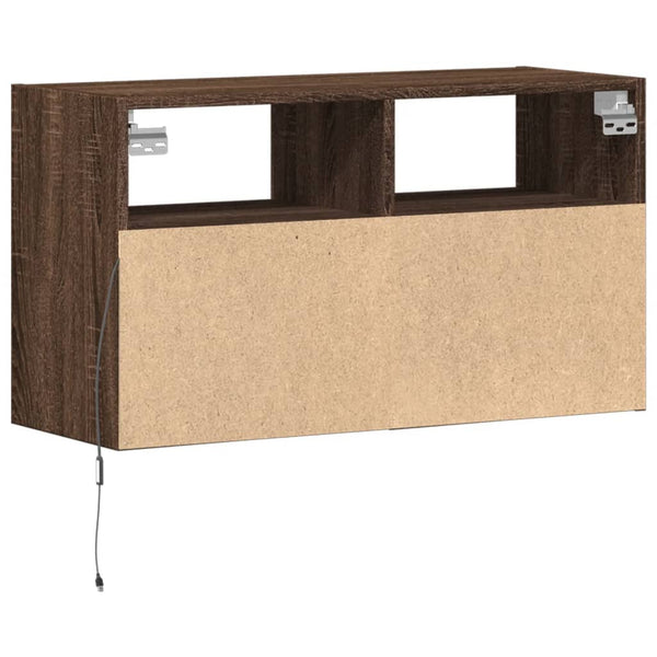 TV-Wandschrank mit LED Braun Eiche Optik 80cm
