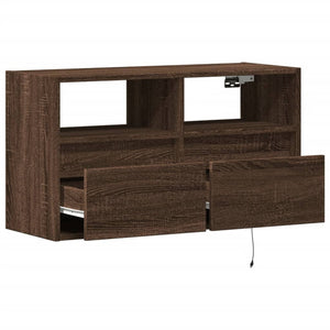 TV-Wandschrank mit LED Braun Eiche Optik 80cm