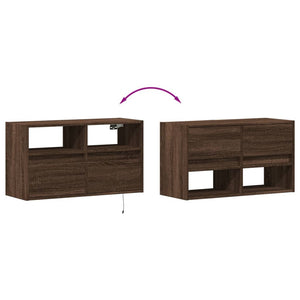 TV-Wandschrank mit LED Braun Eiche Optik 80cm