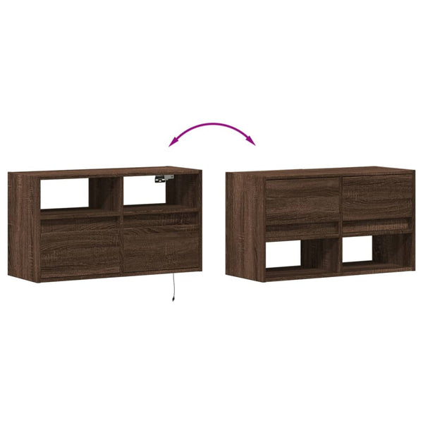 TV-Wandschrank mit LED Braun Eiche Optik 80cm