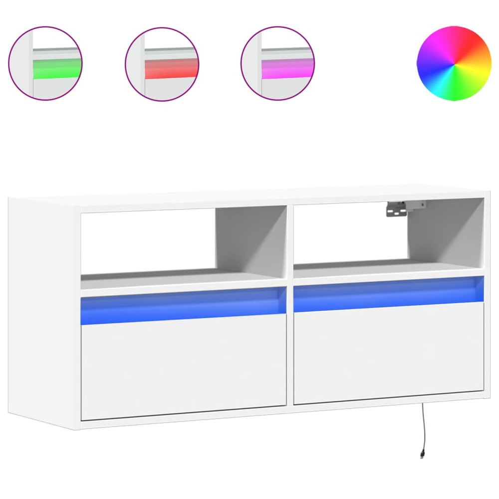 TV-Wandschrank mit LED Weiß 100 cm