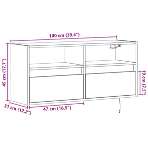 TV-Wandschrank mit LED Weiß 100 cm