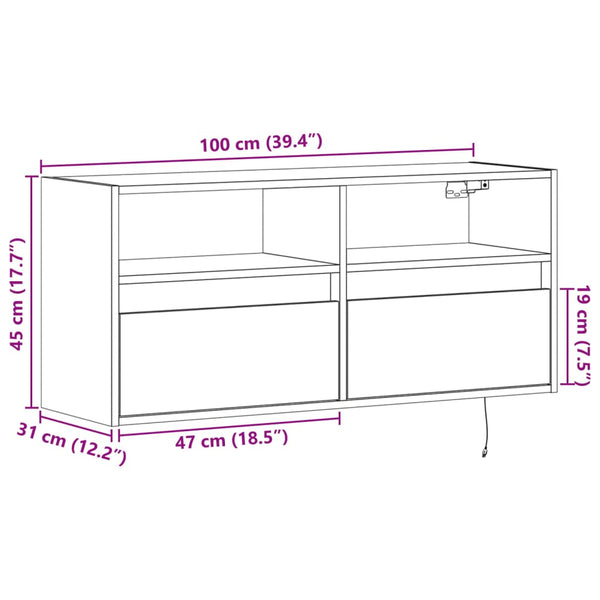 TV-Wandschrank mit LED Weiß 100 cm