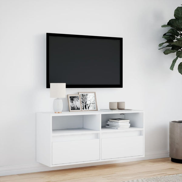 TV-Wandschrank mit LED Weiß 100 cm