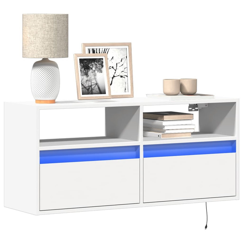 TV-Wandschrank mit LED Weiß 100 cm