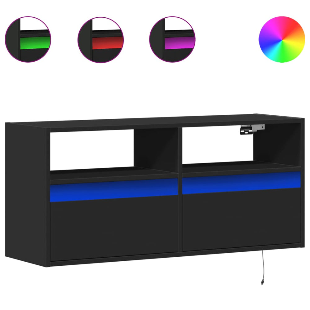 TV-Wandschrank mit LED Schwarz 100 cm