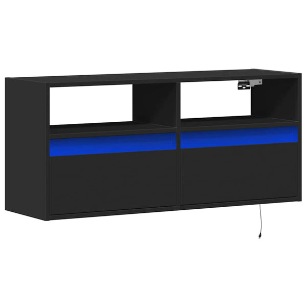 TV-Wandschrank mit LED Schwarz 100 cm