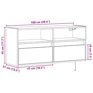 TV-Wandschrank mit LED Schwarz 100 cm