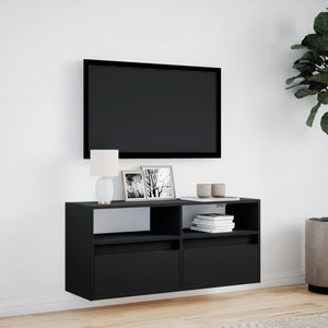 TV-Wandschrank mit LED Schwarz 100 cm