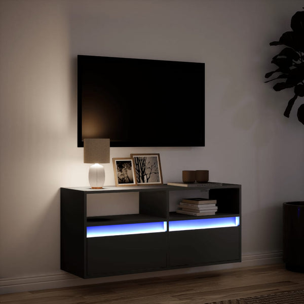 TV-Wandschrank mit LED Schwarz 100 cm