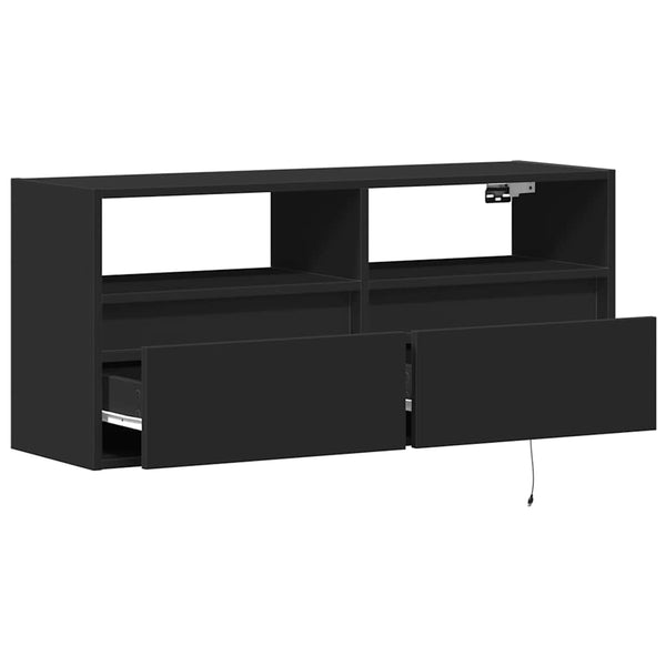 TV-Wandschrank mit LED Schwarz 100 cm