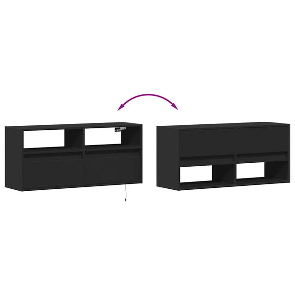 TV-Wandschrank mit LED Schwarz 100 cm