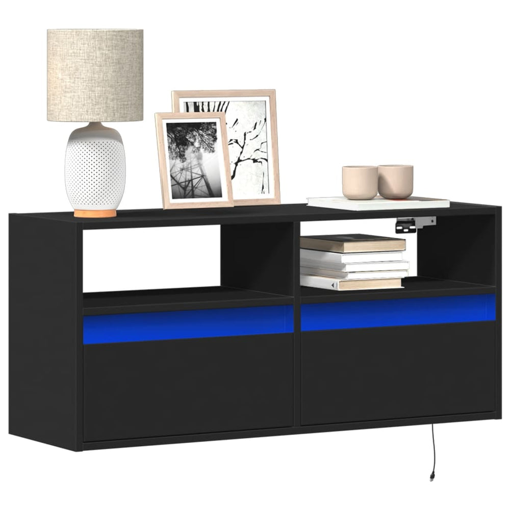 TV-Wandschrank mit LED Schwarz 100 cm