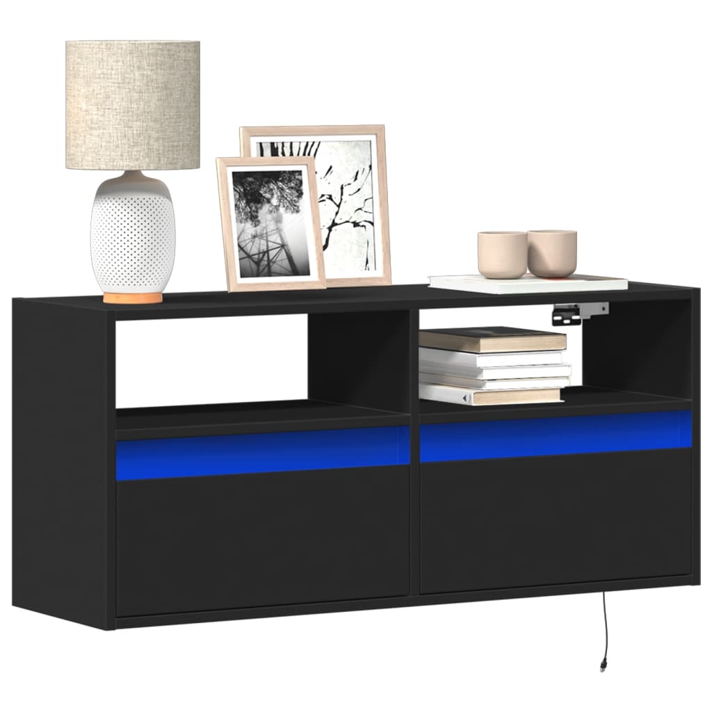 TV-Wandschrank mit LED Schwarz 100 cm