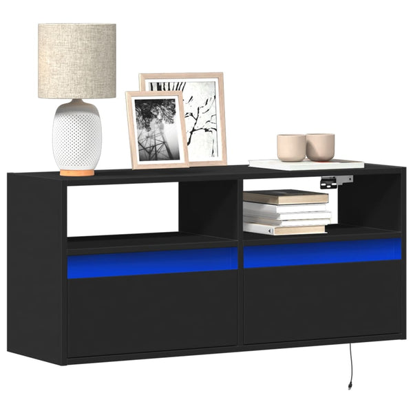 TV-Wandschrank mit LED Schwarz 100 cm