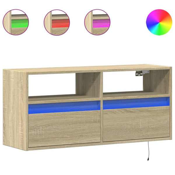 TV-Wandschrank mit LED Sonoma-Eiche 100 cm