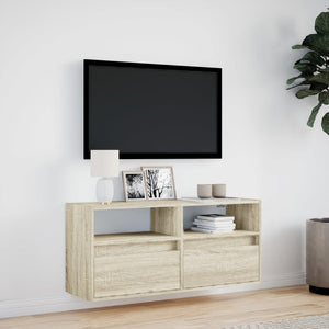 TV-Wandschrank mit LED Sonoma-Eiche 100 cm