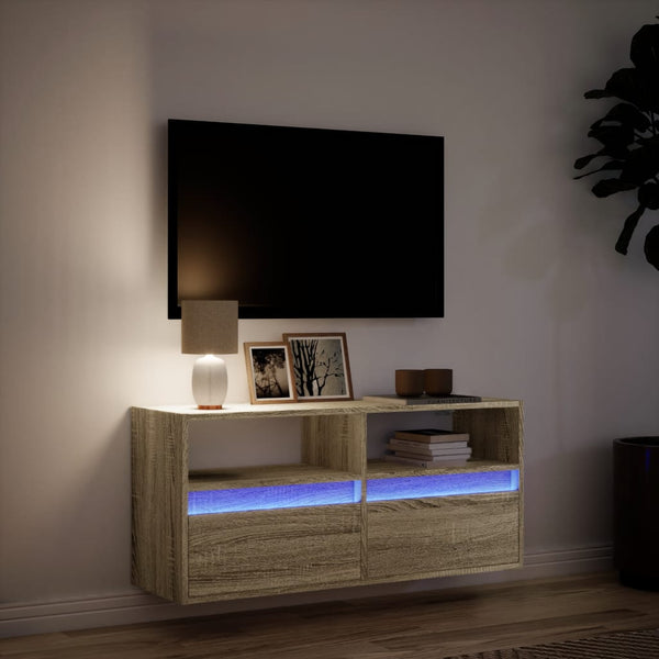 TV-Wandschrank mit LED Sonoma-Eiche 100 cm