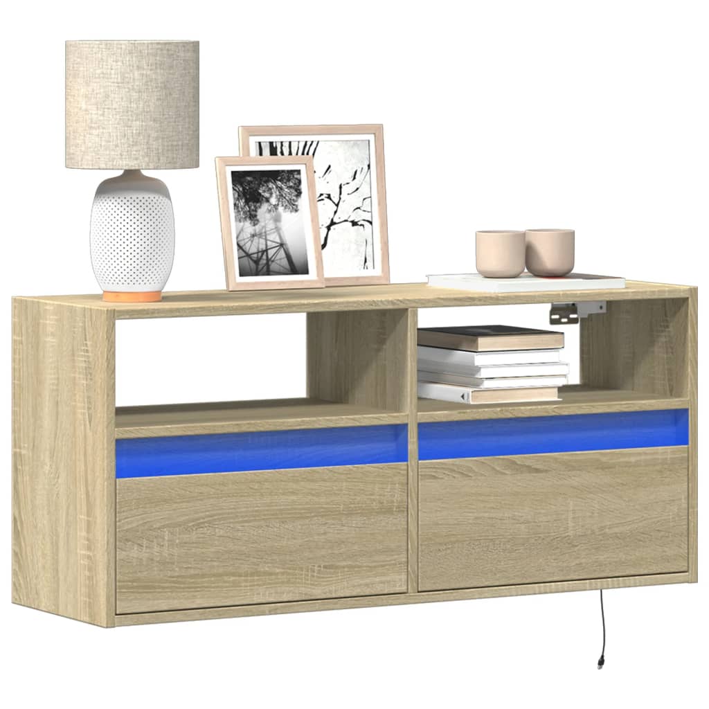 TV-Wandschrank mit LED Sonoma-Eiche 100 cm