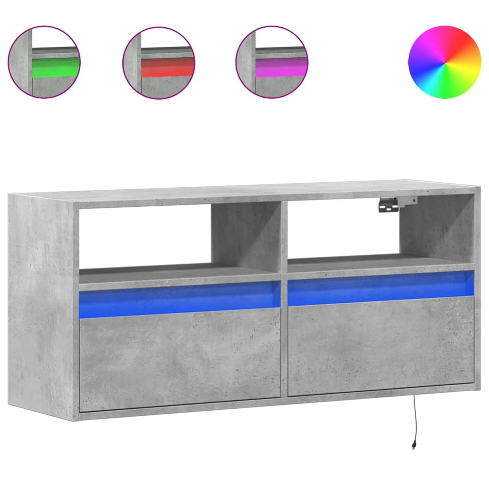 TV-Wandschrank mit LED Betongrau 100cm