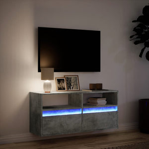 TV-Wandschrank mit LED Betongrau 100cm