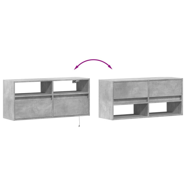 TV-Wandschrank mit LED Betongrau 100cm