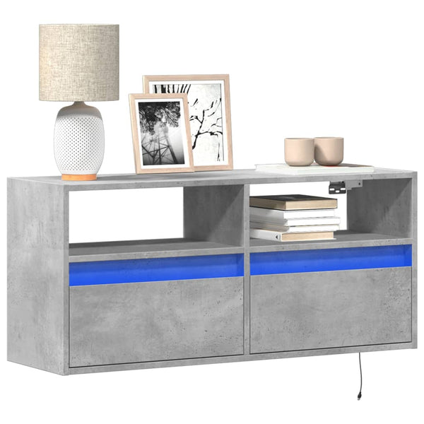TV-Wandschrank mit LED Betongrau 100cm