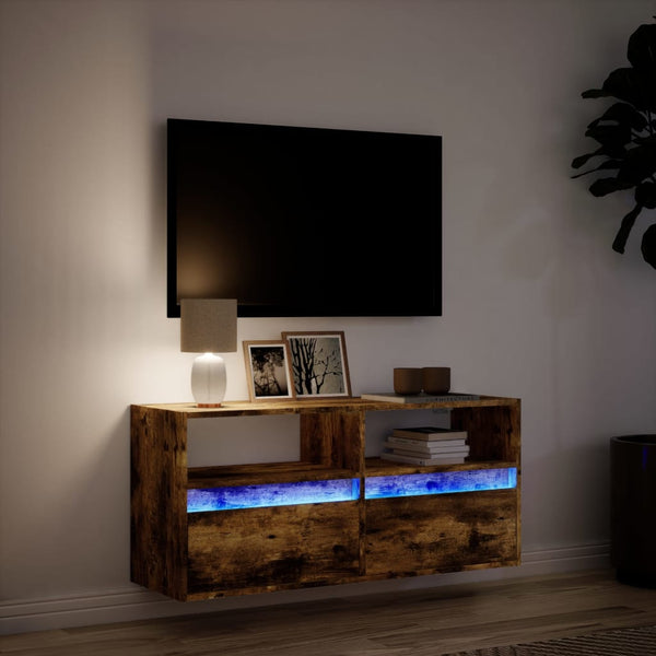 TV-Wandschrank mit LED Räuchereiche 100cm