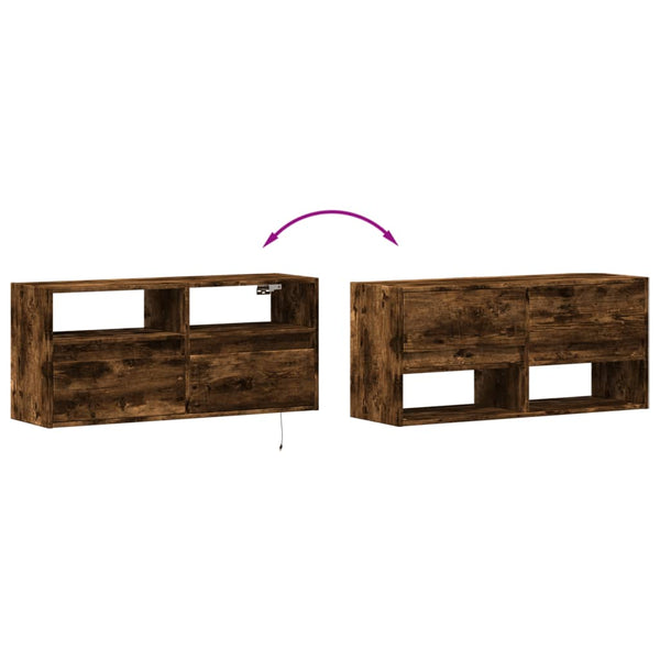 TV-Wandschrank mit LED Räuchereiche 100cm