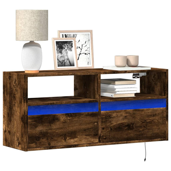 TV-Wandschrank mit LED Räuchereiche 100cm