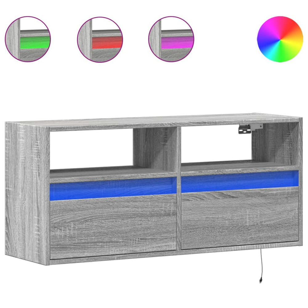 TV-Wandschrank mit LED Grau Sonoma 100 cm