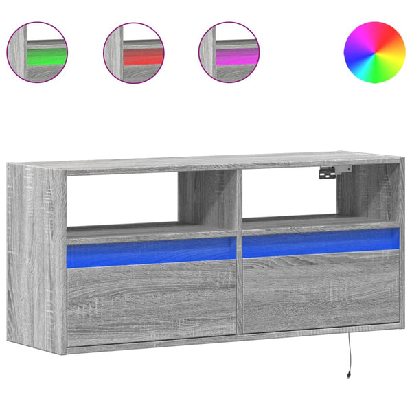 TV-Wandschrank mit LED Grau Sonoma 100 cm