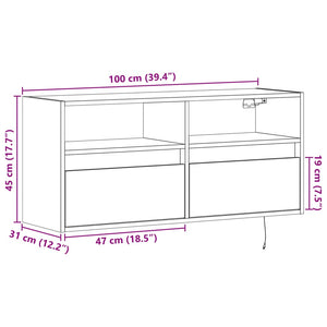 TV-Wandschrank mit LED Grau Sonoma 100 cm