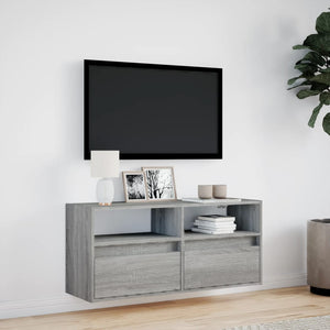 TV-Wandschrank mit LED Grau Sonoma 100 cm